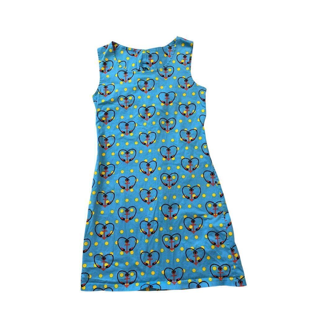 Tracy Negoshian Blue, sleeveless dress, size medium. Blue, yellow & Red.